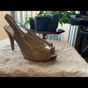 Nine West Patent Nude Peel Toe Heel